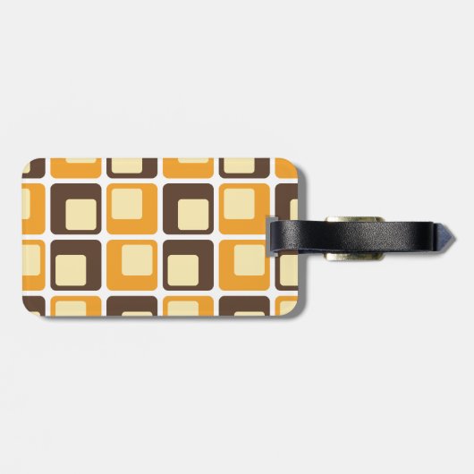 70s Retro Square Shapes Pattern Bagagelabel (Achterkant horizontaal)