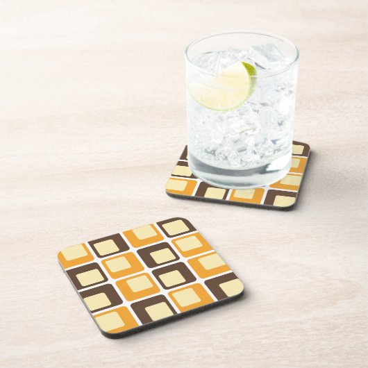 70s Retro Square Shapes Pattern Bier Onderzetter (Rechterzijde)