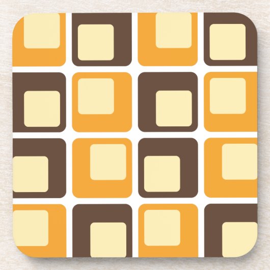 70s Retro Square Shapes Pattern Bier Onderzetter (Voorkant)