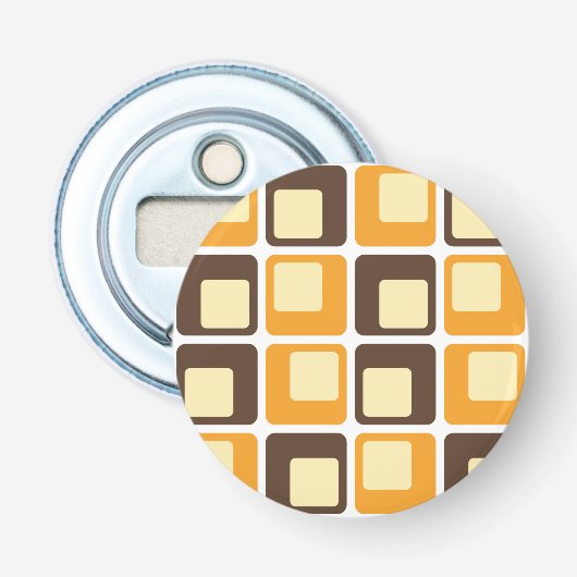 70s Retro Square Shapes Pattern Button Flesopener (Voorkant)