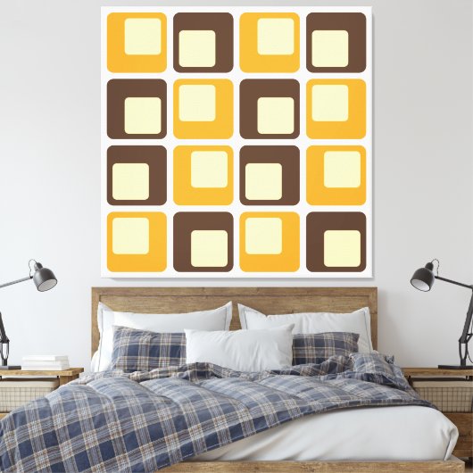 70s Retro Square Shapes Pattern Canvas Afdruk (Insitu (Slaapkamer))