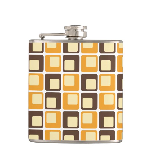 70s Retro Square Shapes Pattern Heupfles (Voorkant)