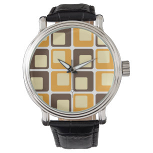 70s Retro Square Shapes Pattern Horloge