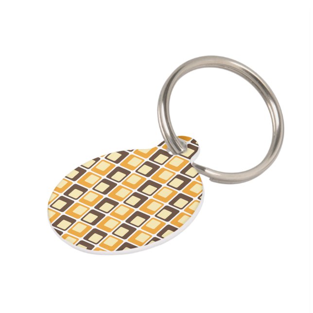 70s Retro Square Shapes Pattern Huisdierpenning (Zijkant)