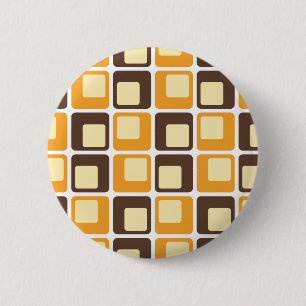 70s Retro Square Shapes Pattern Ronde Button 5,7 Cm