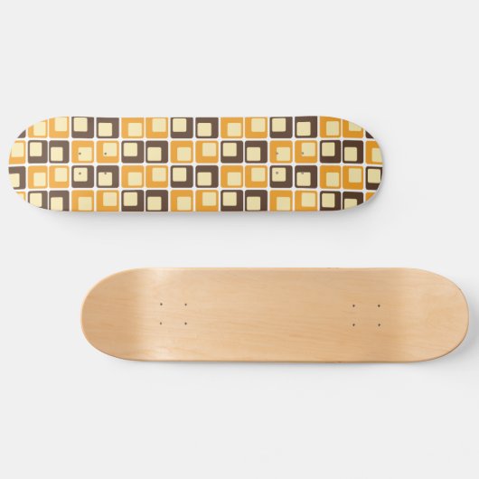 70s Retro Square Shapes Pattern Skateboard (Horizontaal)