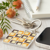 70s Retro Square Shapes Pattern Sleutelhanger (Voorkant Rechts)
