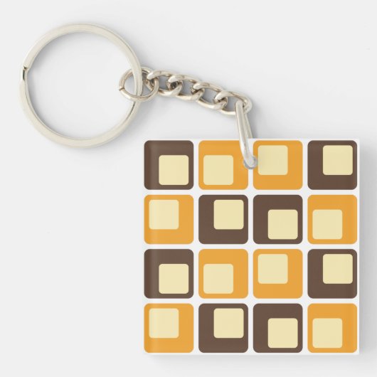 70s Retro Square Shapes Pattern Sleutelhanger (Voorkant)