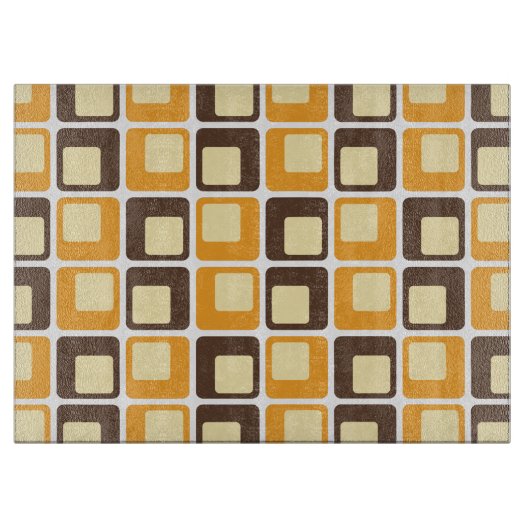 70s Retro Square Shapes Pattern Snijplank (Voorkant)