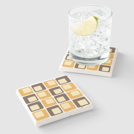 70s Retro Square Shapes Pattern Stenen Onderzetter (Zijkant)