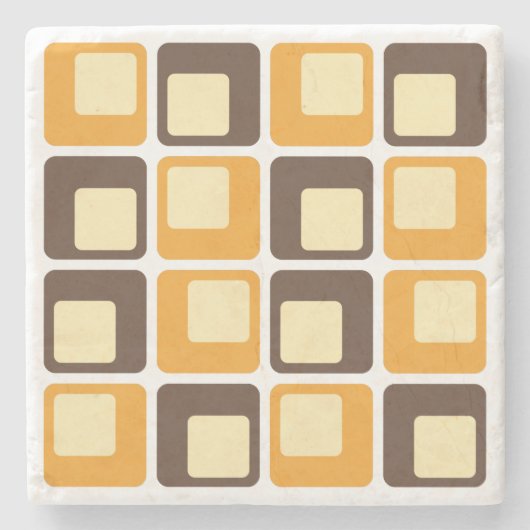 70s Retro Square Shapes Pattern Stenen Onderzetter (Voorkant)