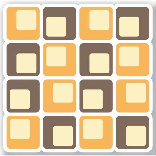 70s Retro Square Shapes Pattern Sticker (Voorkant)