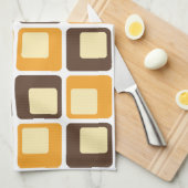 70s Retro Square Shapes Pattern Theedoek (Quarter Fold)