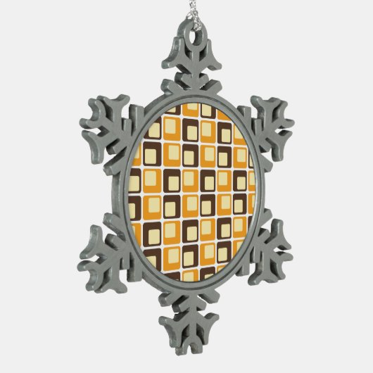 70s Retro Square Shapes Pattern Tin Sneeuwvlok Ornament (Links)