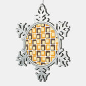 70s Retro Square Shapes Pattern Tin Sneeuwvlok Ornament (Rechts)