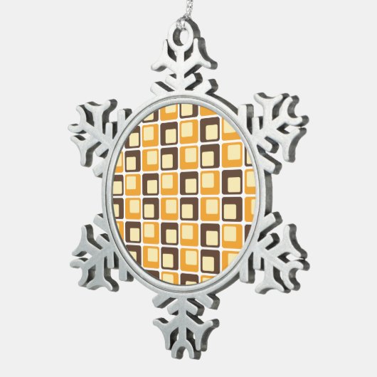 70s Retro Square Shapes Pattern Tin Sneeuwvlok Ornament (Rechts)