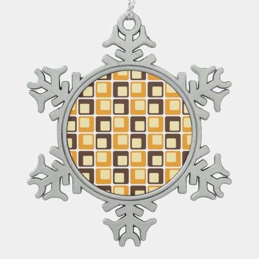 70s Retro Square Shapes Pattern Tin Sneeuwvlok Ornament (Voorkant)