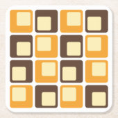 70s Retro Square Shapes Pattern Vierkante Kartonnen Onderzetter (Voorkant)