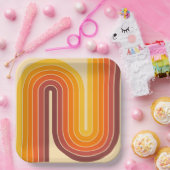 70s Retro Stijl Geometrisch Ontwerp Papieren Bordje (Feest)