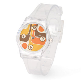 70s Retro Stijl Geometrische Patroon Horloge