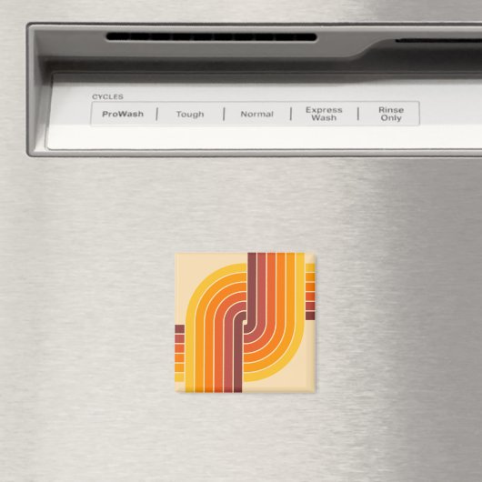 70s Retro Stijl Geometrische Patroon Magneet (Insitu (Vaatwasser))