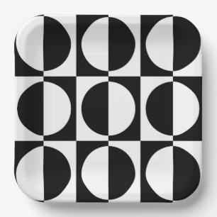 70s Retro  Stijl Geometrische Patroon Papieren Bordje