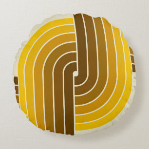 70s Retro Stijl Geometrische Patroon Rond Kussen
