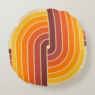 70s Retro Stijl Geometrische Patroon Rond Kussen
