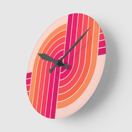 70s Retro  Stijl Geometrische Patroon Ronde Klok (Hoek)