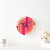 70s Retro  Stijl Geometrische Patroon Ronde Klok (Huis)