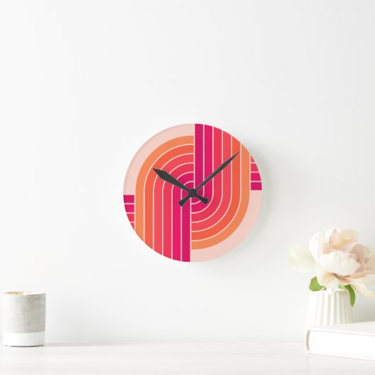 70s Retro  Stijl Geometrische Patroon Ronde Klok (Huis)