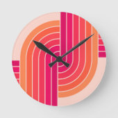 70s Retro  Stijl Geometrische Patroon Ronde Klok (Voorkant)