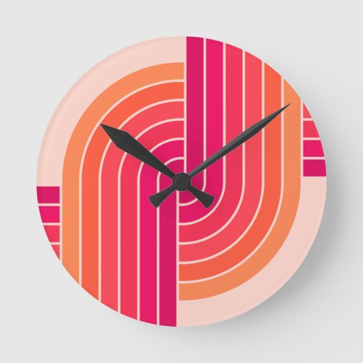 70s Retro  Stijl Geometrische Patroon Ronde Klok (Voorkant)