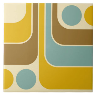 70s Retro Stijl Geometrische Patroon Tegeltje