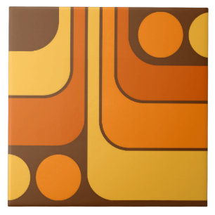 70s Retro Stijl Geometrische Patroon Tegeltje