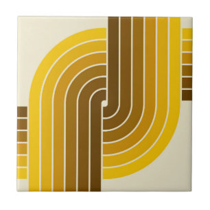 70s Retro Stijl Geometrische Patroon Tegeltje