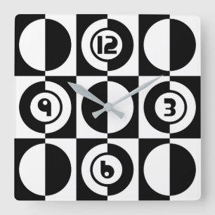 70s Retro Stijl Geometrische Patroon Vierkante Klok