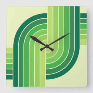 70s Retro Stijl Geometrische Patroon Vierkante Klok