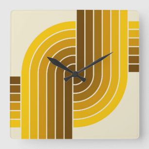 70s Retro Stijl Geometrische Patroon Vierkante Klok