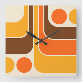70s Retro Stijl Geometrische Patroon Vierkante Klok