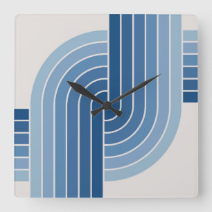 70s Retro Stijl Geometrische Patroon Vierkante Klok