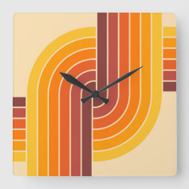 70s Retro Stijl Geometrische Patroon Vierkante Klok