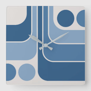 70s Retro  Stijl Geometrische Patroon Vierkante Klok