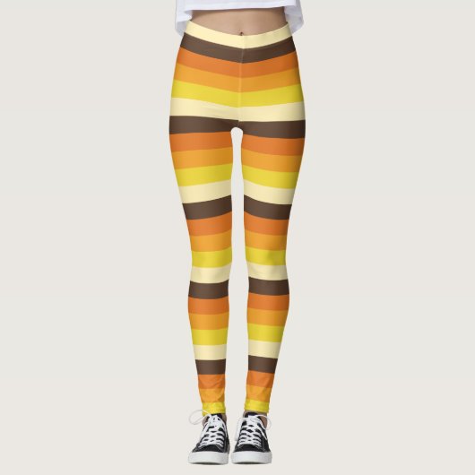 70s Retro Striped Leggings van het kleurenpatroon (Voorkant)