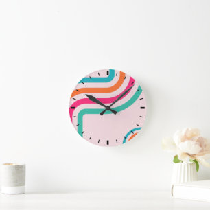 70s Retro Stripes Decor Ronde Klok