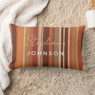 70s  Retro Stripes Gepersonaliseerd Monogram Kussen