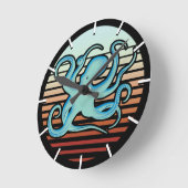 70s Retro Style Octopus Ronde Klok (Hoek)