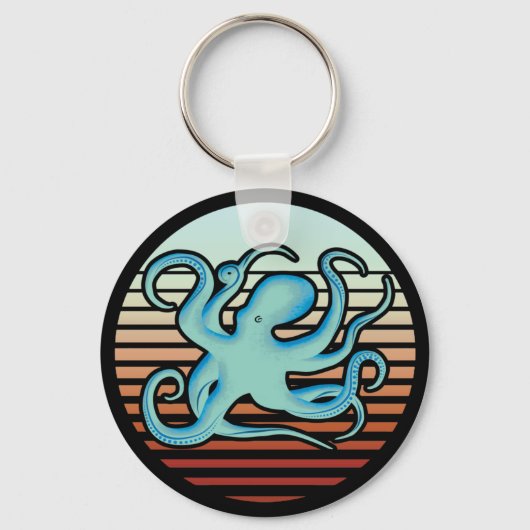 70s Retro Style Octopus Sleutelhanger (Voorkant)