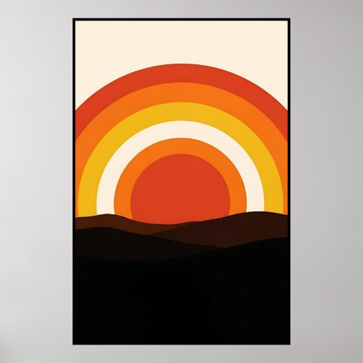 70s Retro Sunset Landschap Poster (Voorkant)
