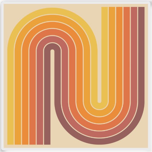 70s Retro Vintage Style Geometric Design Sticker (Voorkant)